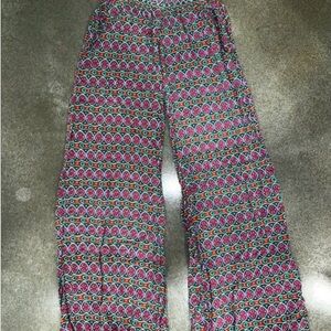 Cozy Red and Blue Pajama Bottoms with Geometric Design
